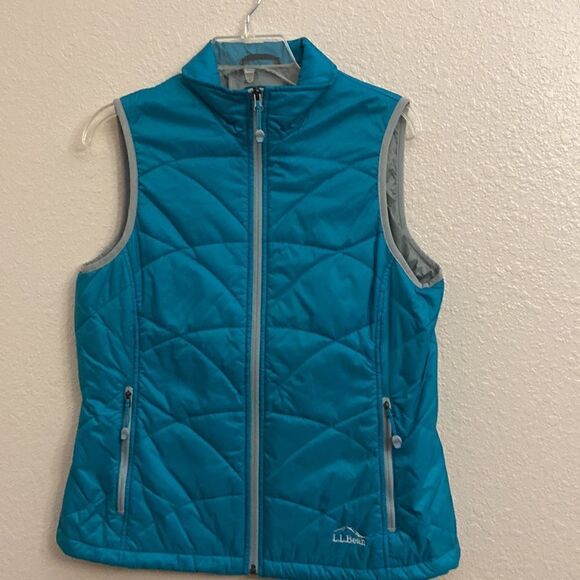 LL Bean Women's Vest Size Medium Blue Green Full Zip Quilted Nylon Poly … - Picture 5 of 8